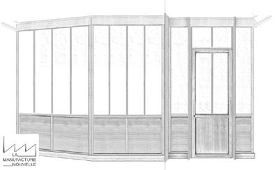 esquisse d' étude de verrière bois sur mesure