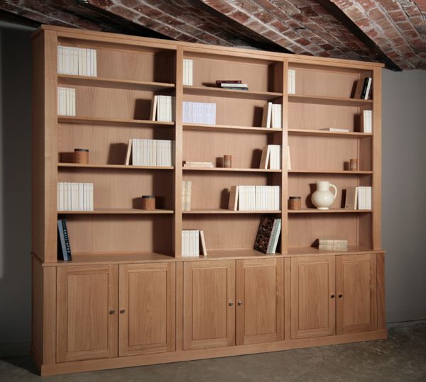 Etagère bibliothèque style chalet en bois massif et métal, 4 étagères